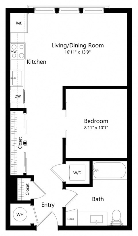 Studio Floor Plan with 579 Sq. Ft. at The Exchange Luxury Apartments in St Pete FL